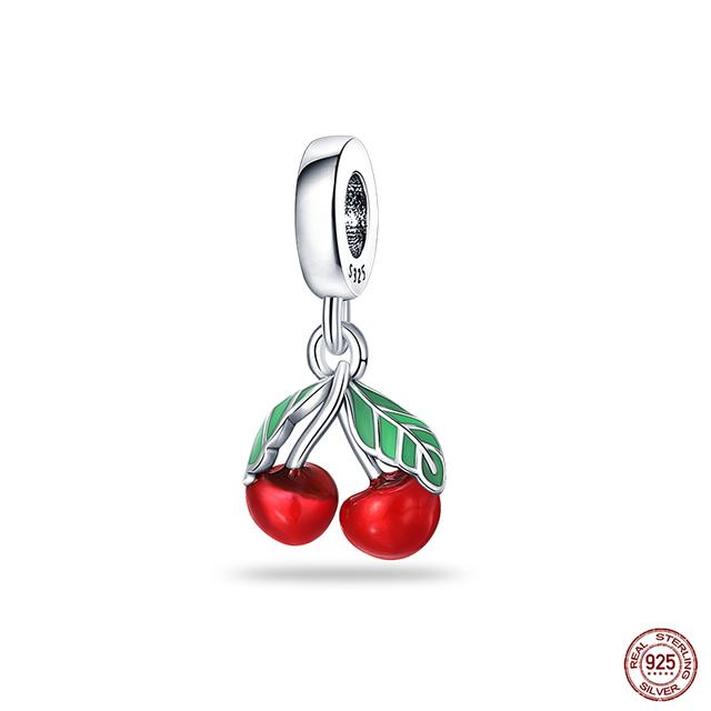 New 925 Sterling Silver Red Color Series Heart Shape Charms Beads Lucky Jewelry Gifts