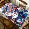 1pc, Stars and Stripes Butterfly Tablecloth, Durable Polyester Printed Tablecloth, Featuring Multiple Butterflies, Ink Splatters, Floral Patterns, and