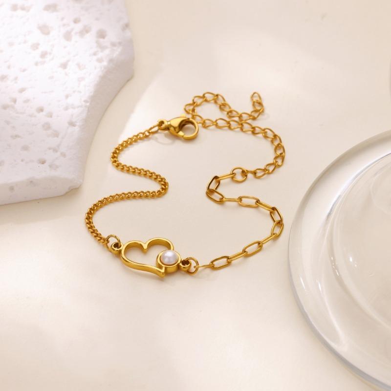 Best-selling love zircon pendant k gold-plated stainless steel bracelet women's personality light luxury jewelry