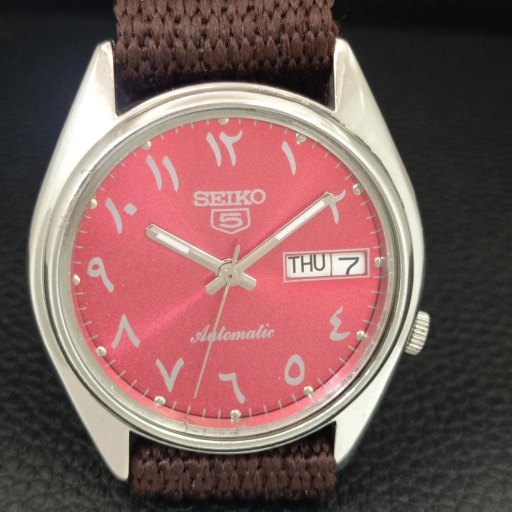 JAPAN VINTAGE SEIKO 5 AUTOMATIC 7S26A MENS RED COLOR DIAL WATCH a707799-1