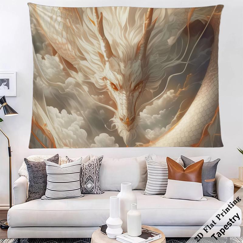 Majestätischer Drachen Wandteppich 180x280cm Fantasy Kunst Mythologische Hängende Raumdekoration Druck Leinwand