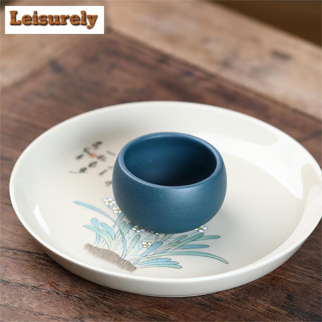 Lote de 2 tazas de té de arcilla morada antiguas, hechas a mano, portátiles, pequeñas, personales, chinas, Zisha, Kung Fu, 50 ml