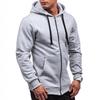Mens Solid Color Hooded Zip-Up Sweatshirt Casual Oversized Long Sleeve Pullover
