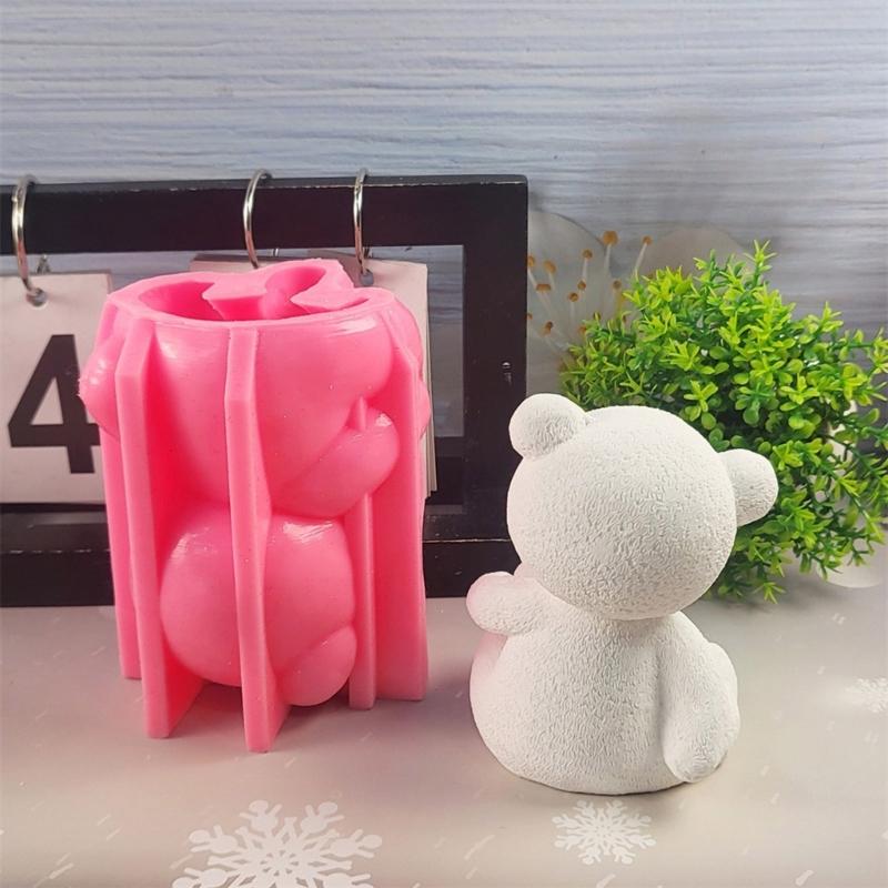 Flexible Silicone Mold Bear Figurine Shaped Candle Molds Scented Aromatherapys Making Mould Handmade Ornament Mould