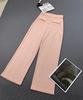 Women's High Waist Wide Leg Pants with Button Detail In Red Brown