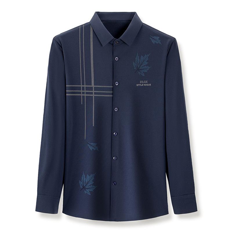 Spring and Autumn Middle-Aged and Young Dad Wear Fit Shirt Fashion Casual Business Shirt Handsome Top