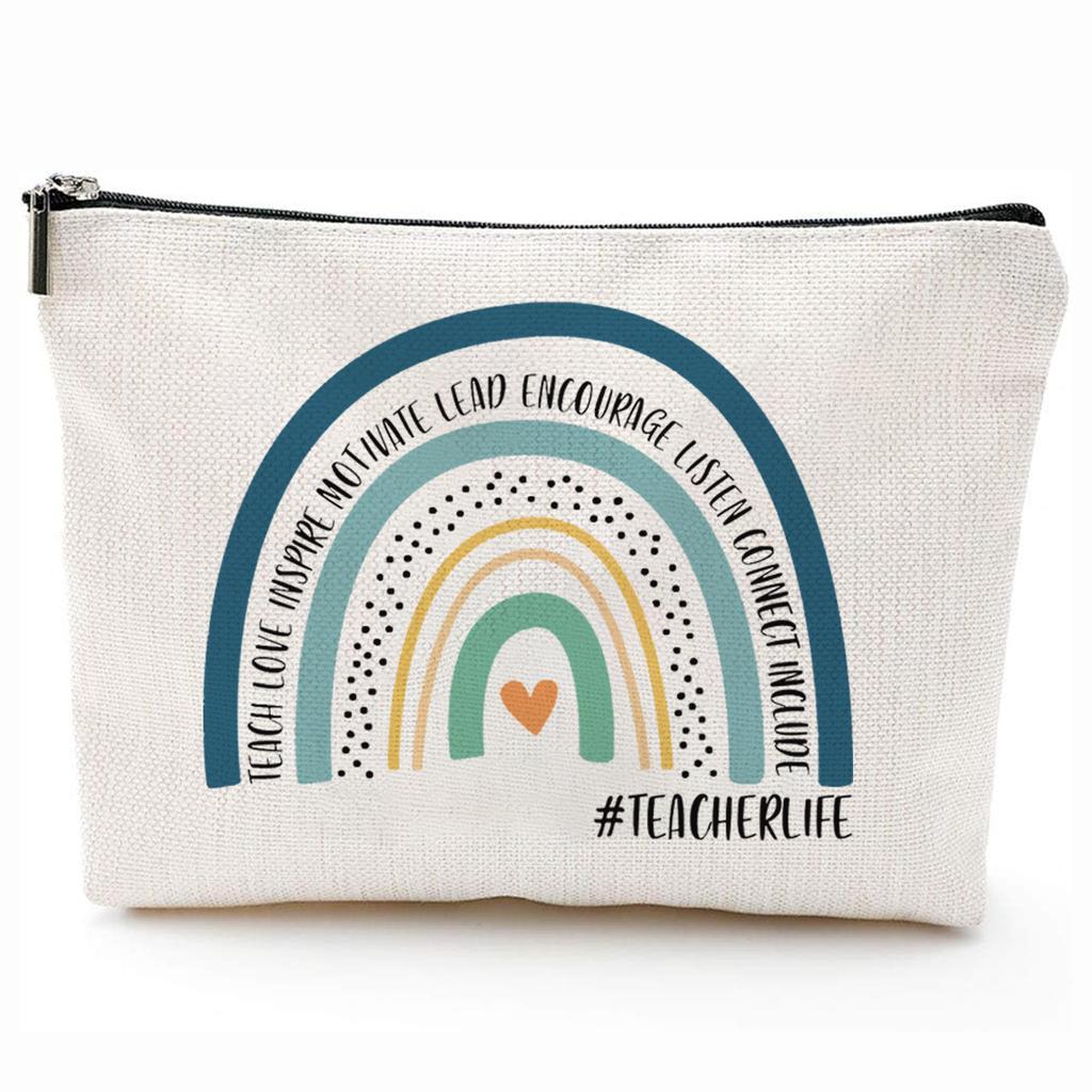Teacher Gifts Teacher Appreciation Gifts Thank You Teacher Gift Bags Zipper Cosmetic Makeup Bag Canvas Pencil Pouch