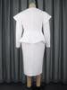 Plus Size Women's Ruffle Sleeve Two-Piece Look Waist-Cinched Dress with Metal Buckle