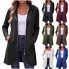 Manteau long à capuche zippé décontracté pour femme avec poches pour un usage quotidien