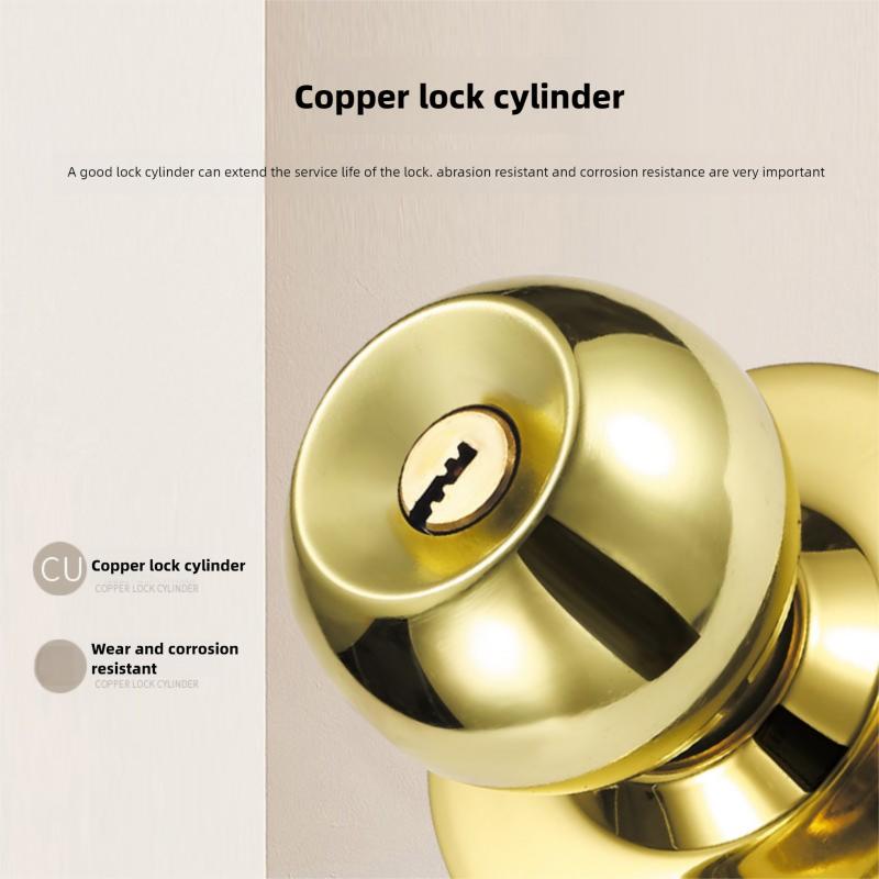 Stainless Steel round Ball Door Knobs Passage Entrance Lock Handle for Bedrooms Living Rooms Hardware Accessories