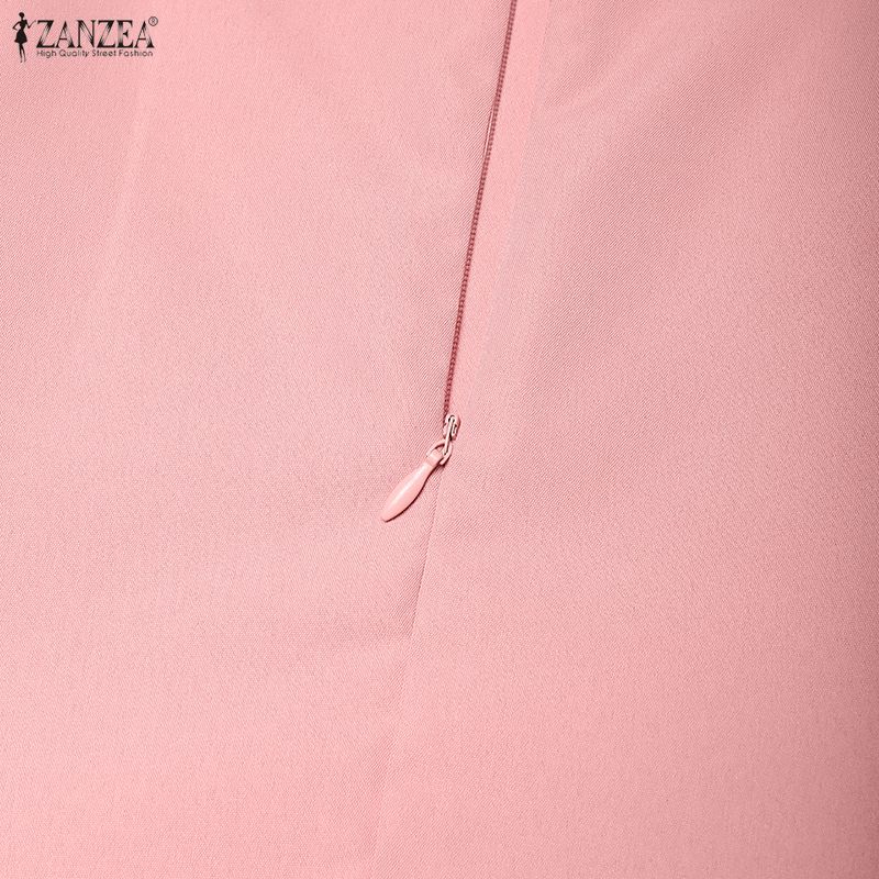 ZANZEA Damen Lässig Rundhals Sommer Ärmelloses Kleid