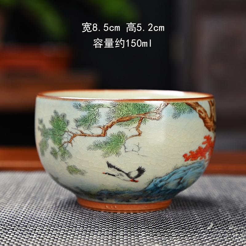 

150ml Ru Kiln Cracked Glaze Teacup Aesthetic Tea Bowl Tea Pair Tea-tasting Personal Cup Jianzhan Master Cups Cha Supplies Craft As Your Choose
