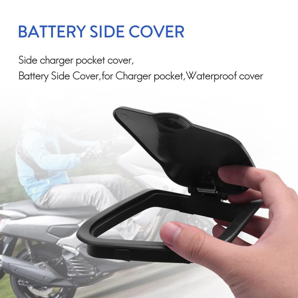 Ozkaksj Motorcycle ABS Side Pocket Cover Charger Waterproof Cap Side Cover for Nmax V2 2020-2021 Black