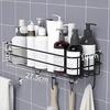 4 Pcs Stainless Steel Bathroom Shelf for Wall | Self Adhesive Bathroom Organiser | 4 Hooks for Towel Holder | Space-Saving Wall Mounted Bathroom Shelf