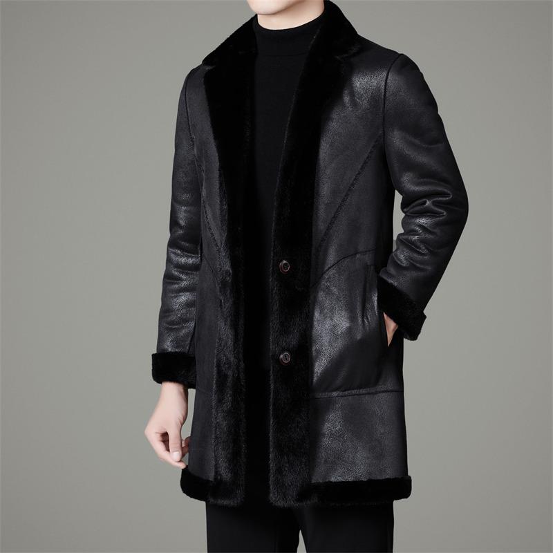 Men's Double-Sided Sable Fur Mid-Length Winter Coat