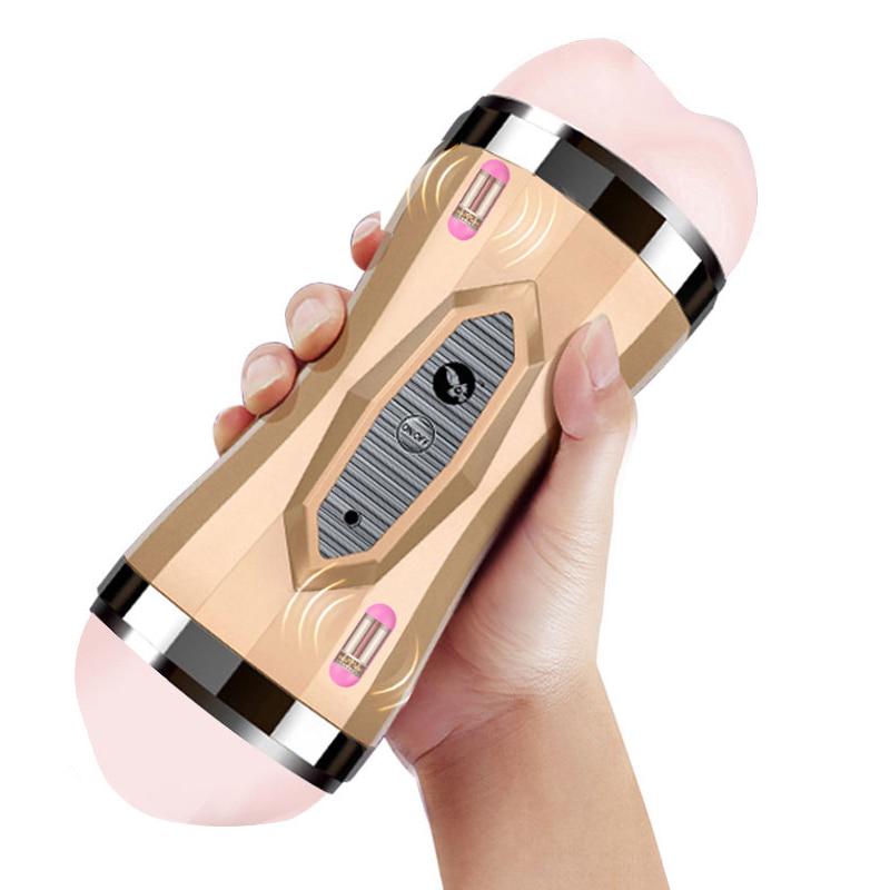 Male Masturbator Vibrator Real Vagina for Men Silicone Toy,Deep Throat Pussy Mouth Double Sex Toys