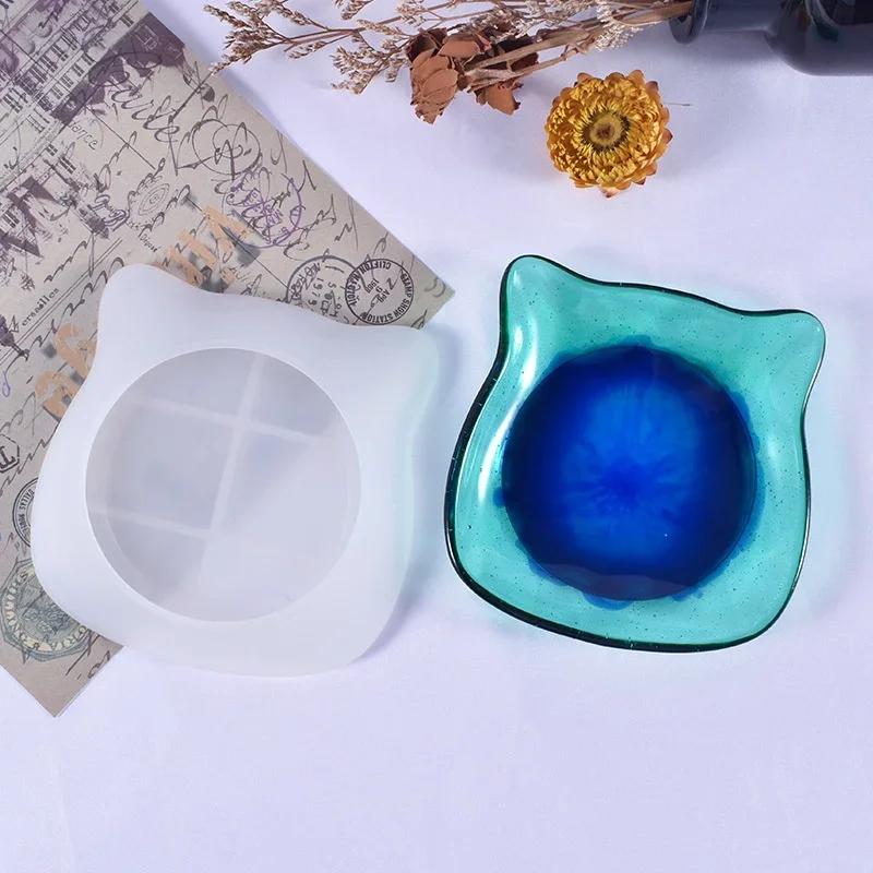 New DIY Crystal Epoxy Resin Mold Irregular Shape Cat Tray Storage Box Silicone Mold