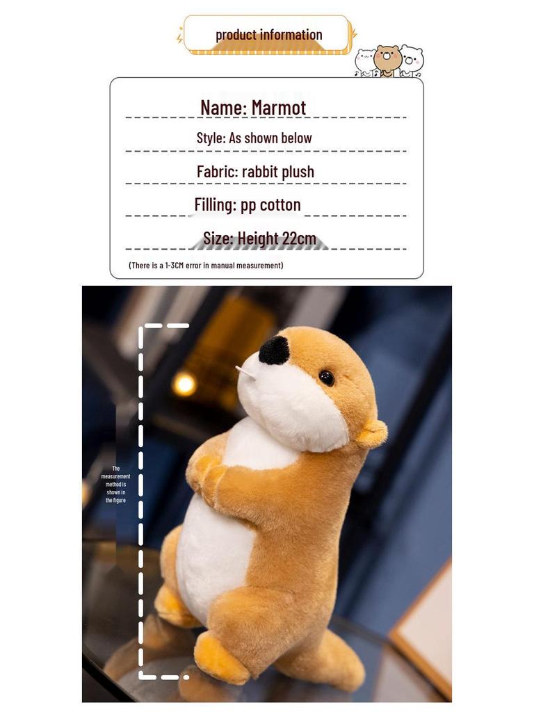 Nezha-Style Marmot Plush Toy - Soft Simulation Doll Birthday Gift