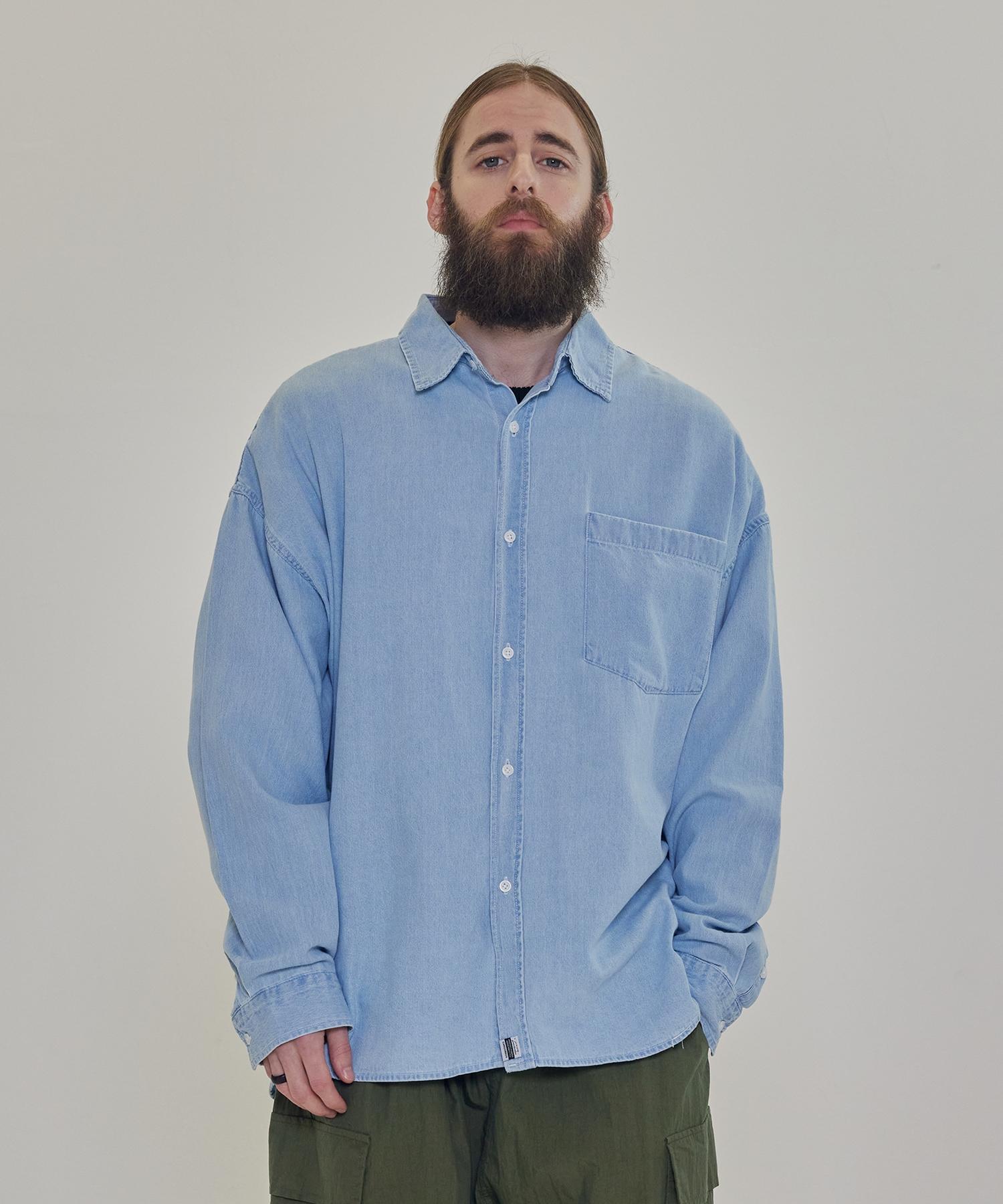 Cargo Bros Cb Washed City Boy Denim Shirt (Light Blue) Free