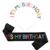 Colorful 'It's My Birthday' Headband & Birthday Girl Sash Set
