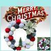 Charming Grey Christmas Wreath Plush Pom Pom Door Decoration For Festive Cheer