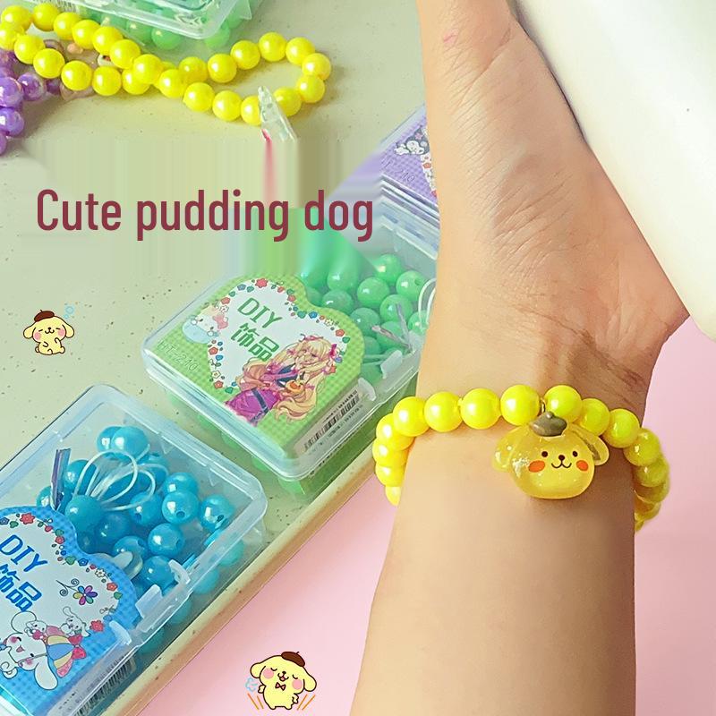 Children's DIY Cartoon Heart Bead Bracelet Kit - Handmade Charms & Gifts for Girls
