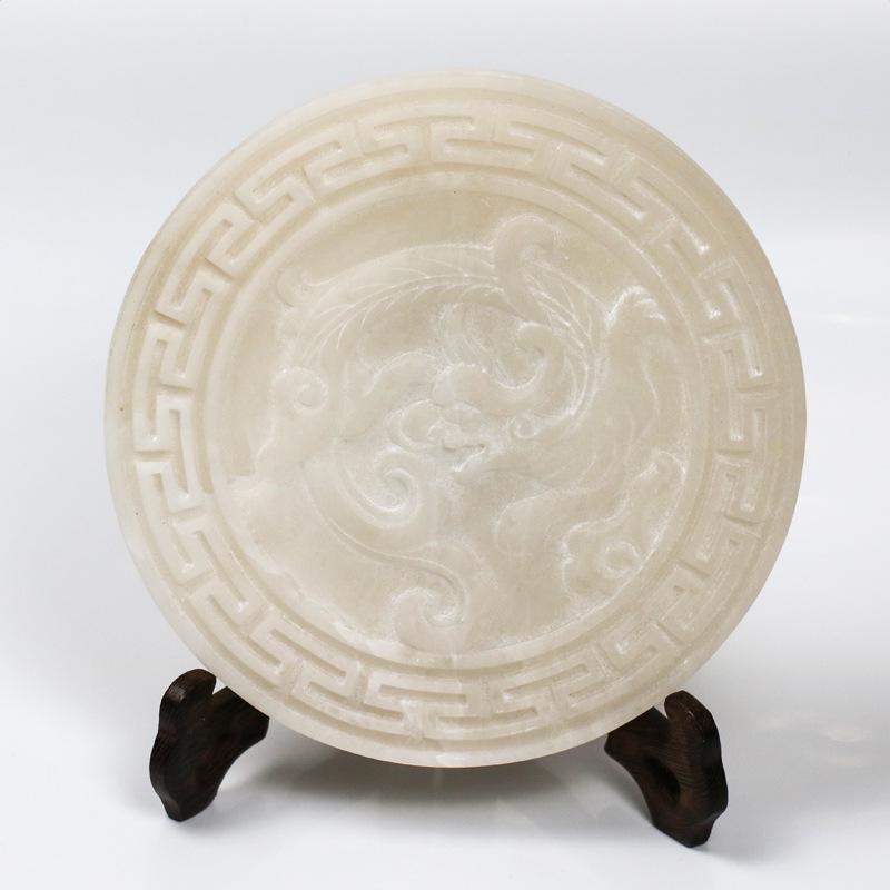Ping an Buckle Ornament: Yingcheng Gypsum Stone Creative Gift Home Decor, New Chinese Style 13.5 x 2 белый