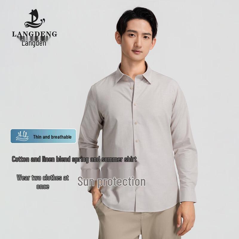 Men's Lightweight Italian Style Linen Blend Long Sleeve Shirt Jacket