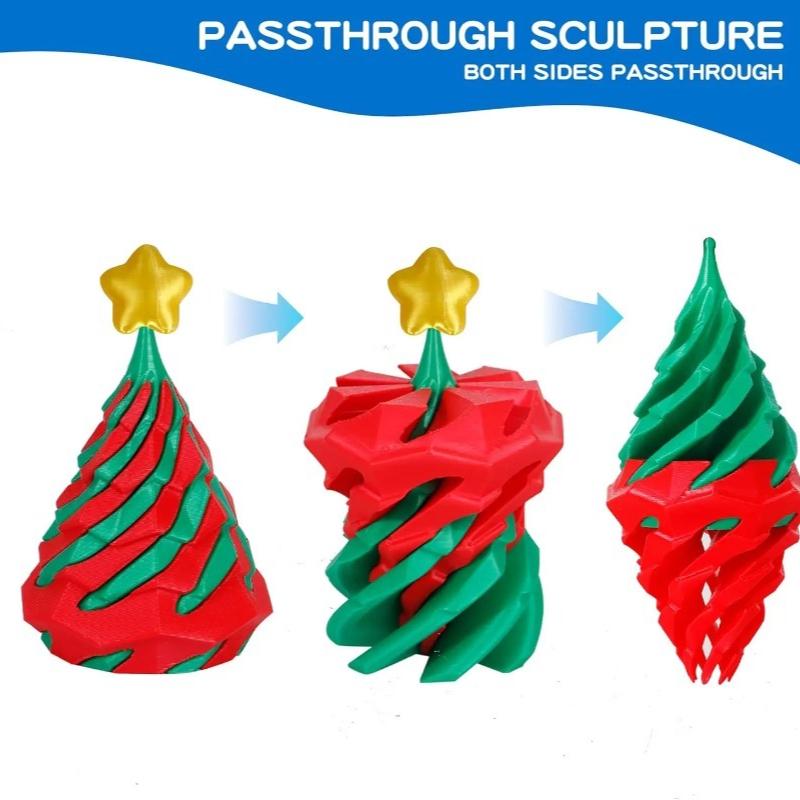 3D Printed Spiral Christmas TreeToy Dual Color Swirl Cone Creative Stress Relief Gift for Kids Home Decoration Xmas Holiday Gift