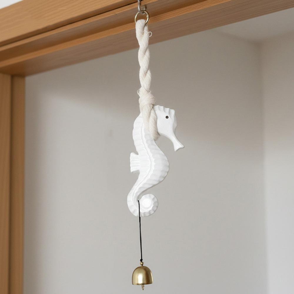 Mediterranean Seahorse Wind Chime Rustic Style Car Seahorse Hanger  Room Decoration белый