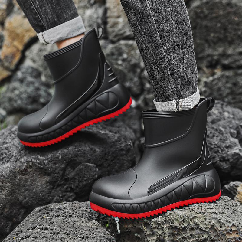 New Short Men's Rain Boots Non-slip Waterproof Man Rubber Shoes Comfortable Men's Fishing Boots Work Male Safety Shoes