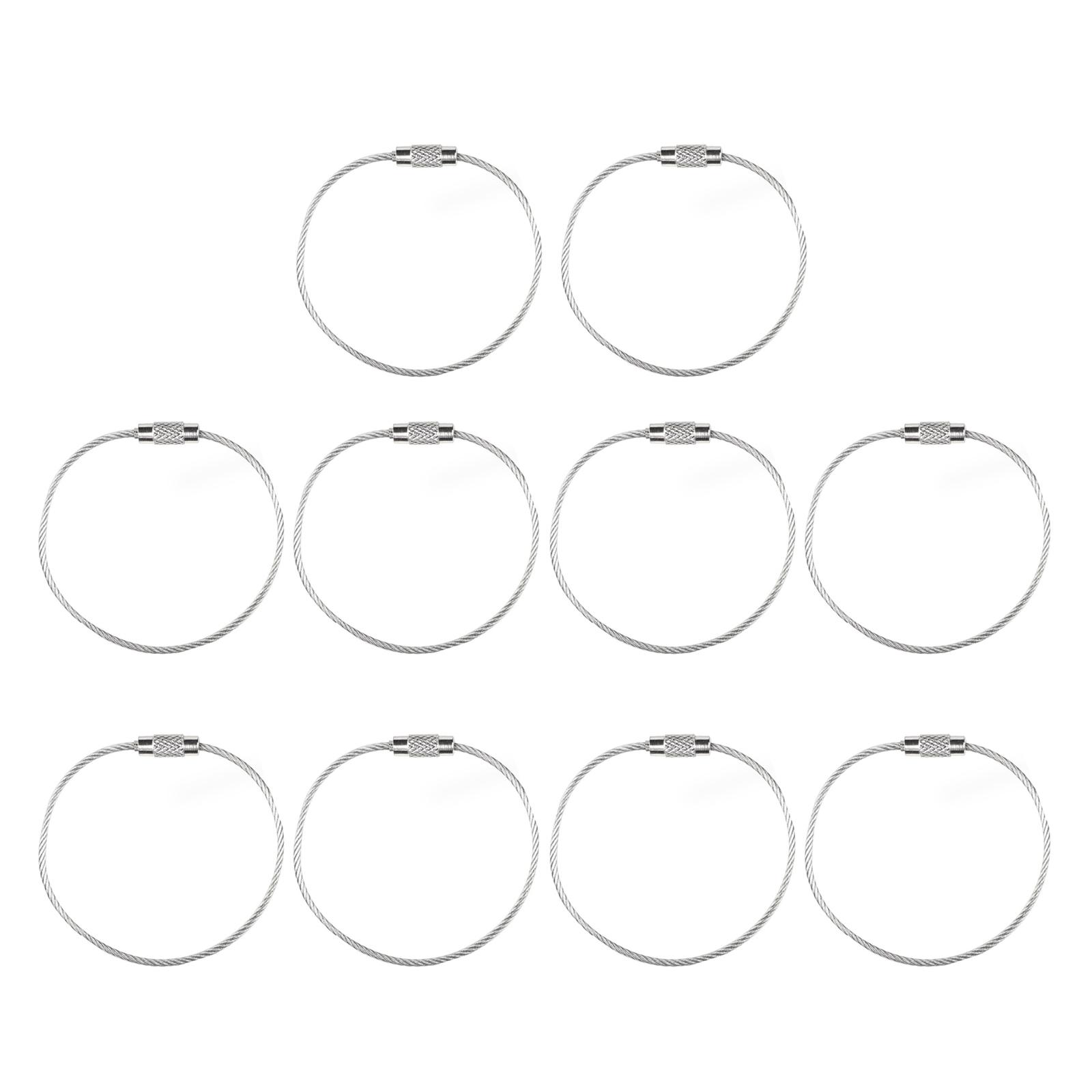 

10 Pcs Stainless Steel Wire Keychains Luggage Label Loop Cables Key Rings Loop for Outdoor Hiking Home Car Keys 1