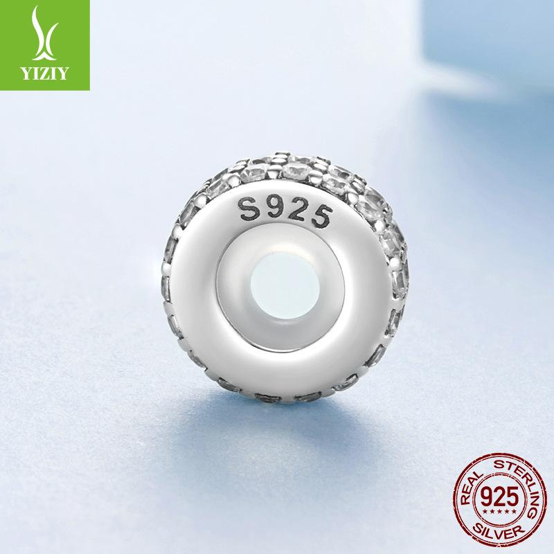 Double-Layer Sparkling Zircon Silicone Positioning Bracelet Bead Spacer Simple Classic S925 Sterling Silver Beads Loose Beads