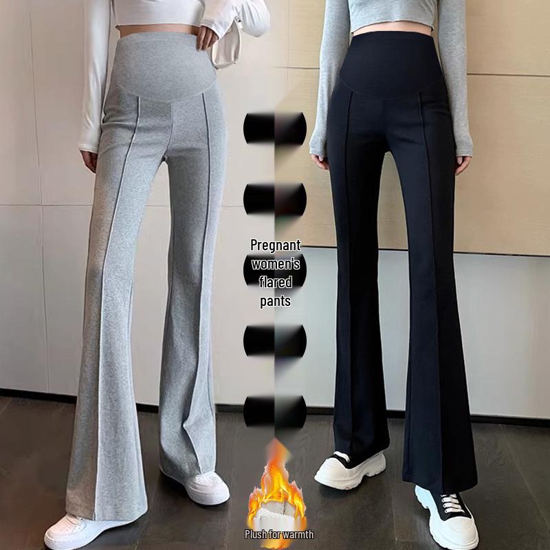 2025 Autumn/Winter Maternity Velvet Flare Pants - High Waist, Slimming, Versatile Casual Wear 3XL