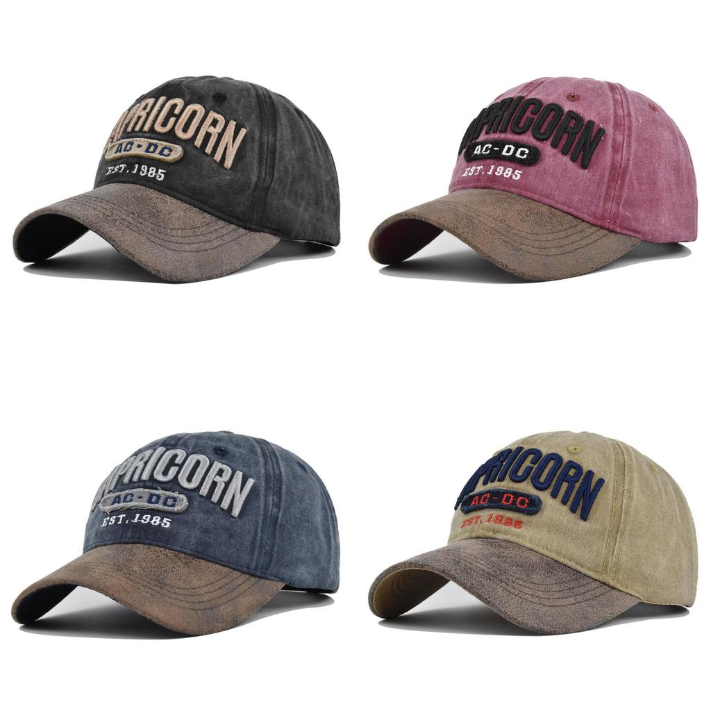 Cap Stylish Baseball Vintage Washed Embroidered Wide Brim Cotton Hat Material