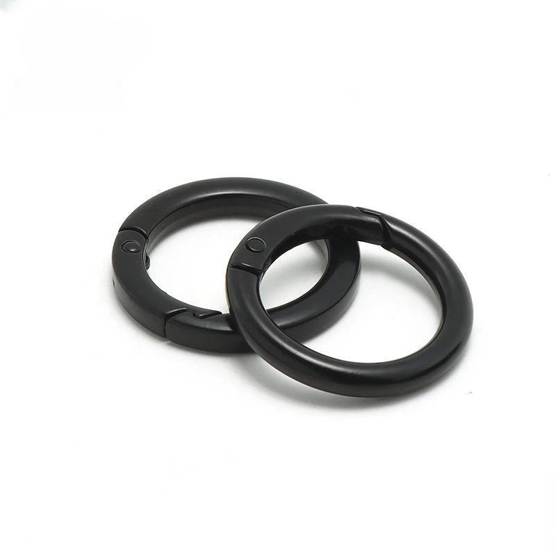 Black Metal Spring O Rings Durable Rustproof Multiple Sizes For Diy Craft Bag Making Keychain Accessories
