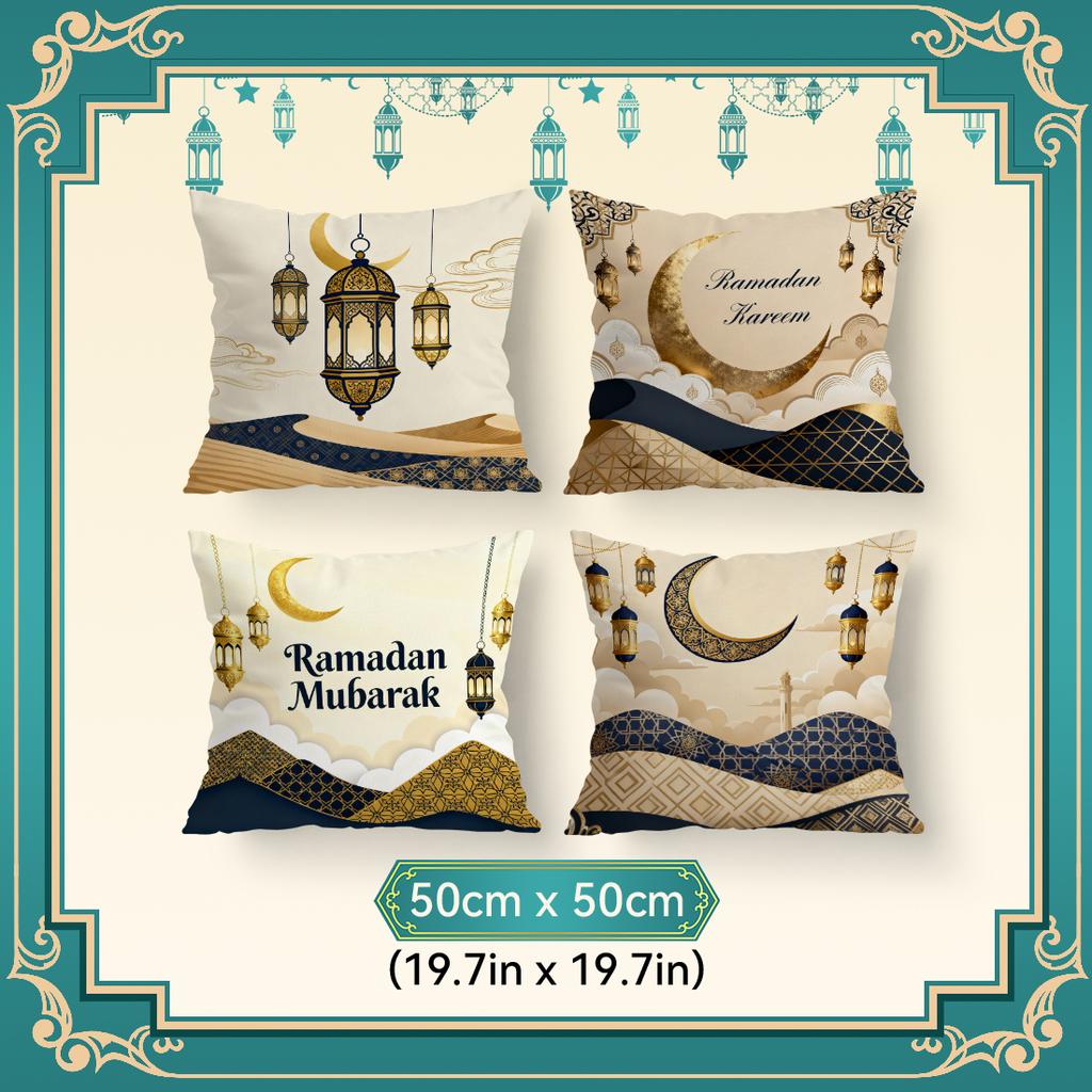 Ramadan Lantern Crescent Moon Cushions Pillowcase Polyester Cushion Cover Throw Pillow Pillowcover Home Car Sofa Decor