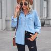 Solid Casual Loose Denim Shirts For Women 2026 Autumn Vintage Women's Oversized Shirts And Blouses Fashion Youth Female Tops