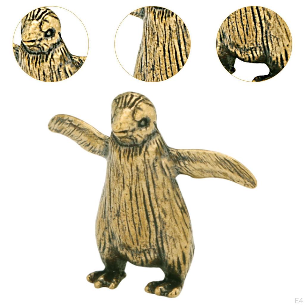 Mässing Pingvin Samlarobjekt Gåva Liten Skulptur Kopparstaty Konst Prydnad för Kontor Hem Sovrum