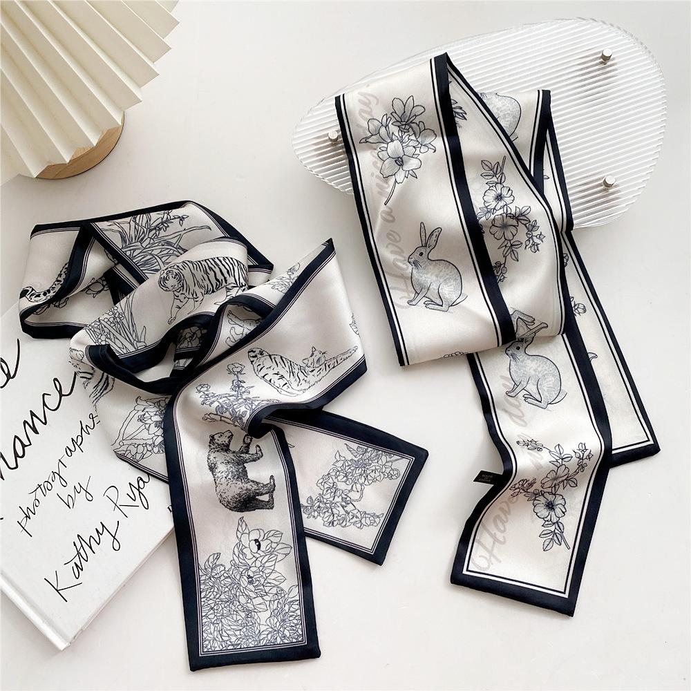 Pingjiao New Style Spring And Autumn Professional Decoration Versatile Small Silk Scarf Women'S Scarf Narrow Long Hair Strap Tie Bag Belt