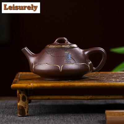 Teiere in argilla viola Yixing estetiche da 300 ml, fatte a mano, minerale grezzo, bollitore di fango viola, set da tè cinese Zisha, forniture per il tè, artigianato