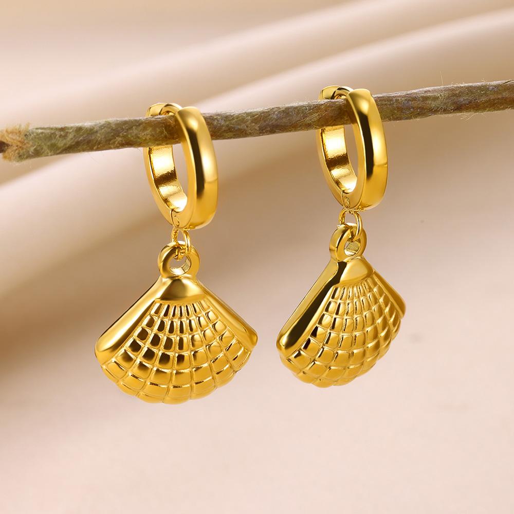 Zoetwater Oceaan Zeester Schelp Hoepel Oorbellen Voor Vrouwen Elegant Roestvrij Staal Goudkleurig Oorbellen Kerstmis sieraden accessoires