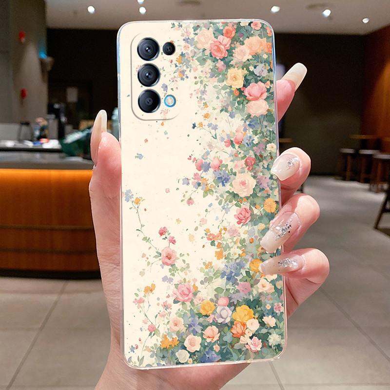 For OPPO Reno 5 Case OPPO Reno5 Pro Phone Case Find X3 Lite Flower Butterfly Capa Coque For Reno5 K Soft Silicone TPU Back Cover