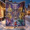 Saint Seiya Pattern Blanket for Home Decoration, Bed, Sofa, Car Travel, Camping, Suitable for All Seasons, Birthday Christmas Gift