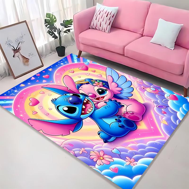 3D Stich Engel Liebe Rosa Zimmerteppich Straßenmode Teppich Schlafzimmer Wohnzimmer Fußmatte Heimdekoration Rutschfeste Fußmatten Potdemiel