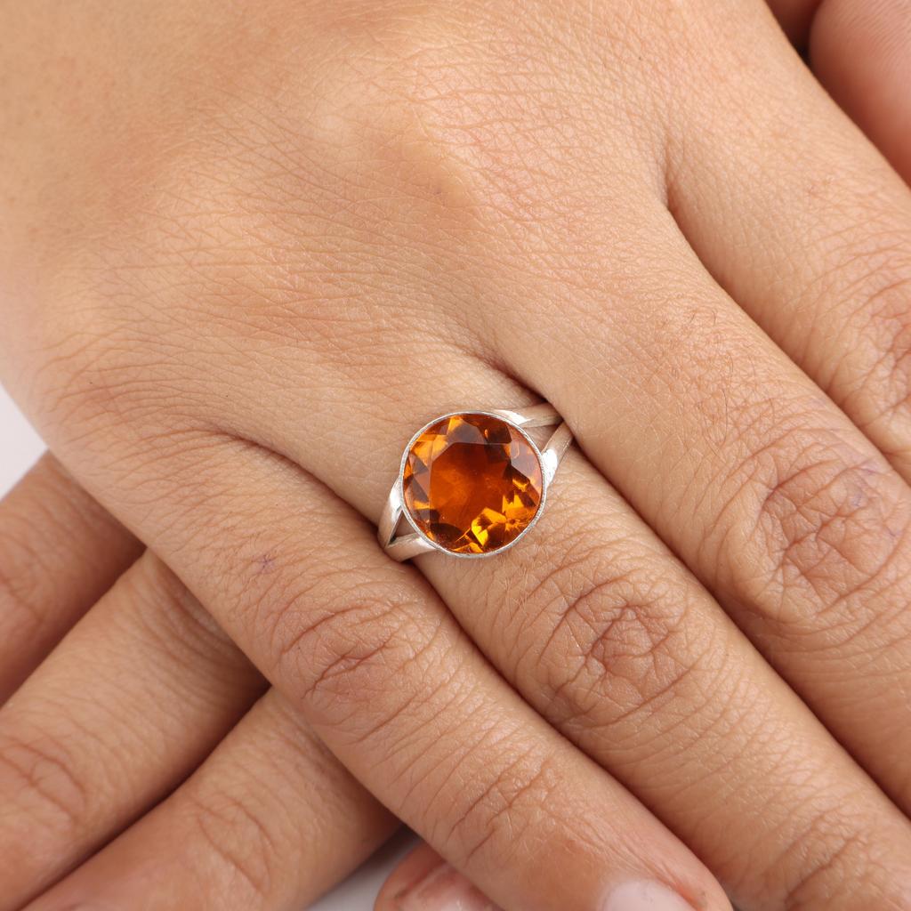 Handmade Citrine Gemstone 925 Sterling Silver Women Jewelry Designer Wedding Ring For Bride RR-83-1