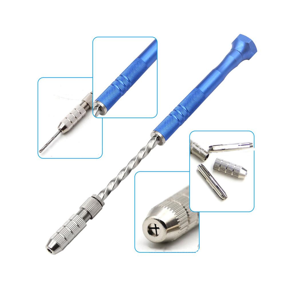 Trapano a mano manuale perforatore con 0 punte da trapano a spirale mini semi-automatico di precisione per fai da te, portachiavi in resina, creazione di gioielli