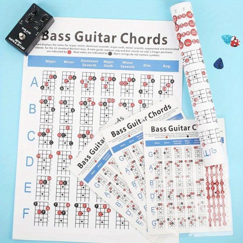 1pc Guitar Chord Finger Graph 200g Copper Paper Four-string Electric Bass Bass Chord Spectrum