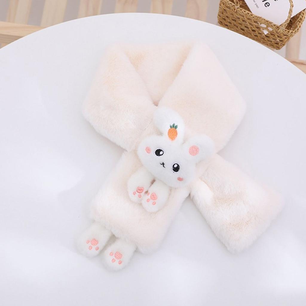 Jungen Mädchen Winter Schals Dick Plüsch Kreuz Kinder Schal Baby Lätzchen Niedlich Cartoon Kaninchen Kunstfell Nackenschutz Warmer Schal