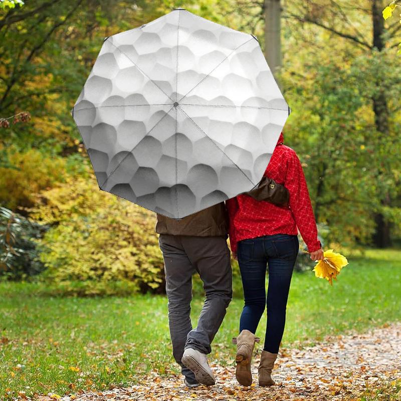 1pc Golf Ball Texture Automatic Folding Umbrella, Heavy Duty 8 Rib Iron Frame, Suitable for Travel, Daily Use, Birthday, Decor Gift 99